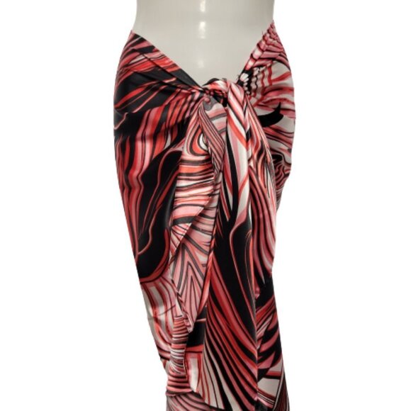 Red and Black Pareo Sarong Skirt Strapless Dress Beach Wedding - NEW - Picture 9 of 12